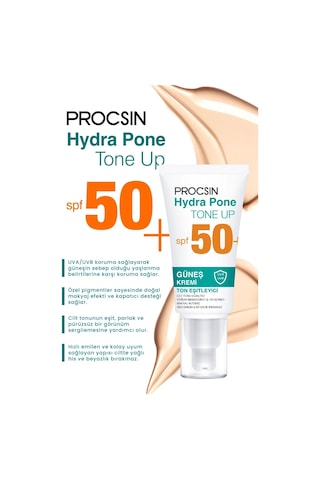 Procsin Hydra Pone Cilt Tonu Eşitleyici Makyaj Efekti Veren Cam Cilt Güneş Kremi SPF50+ 50 ML