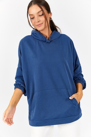 Armonika Kadın Koyu Mavi Kapüşonlu Cepli Sweatshirt Arm-21k024027