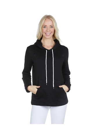 Luvmabelly 4505 Pamuklu Yandan Fermuarlı Lohusa Emzirme Sweatshirt-siyah