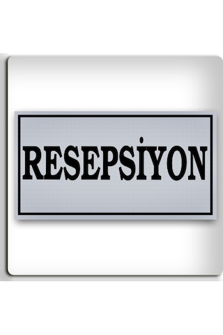Resepsiyon - Yönlendirme Levhası - Kendinden Yapışkanlı Metalik Gümüş Gri Tabela 8x15 Cm