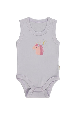 Civil Baby Unicorn Baskılı 0-3 Yaş Çıtçıtlı Badi - Lila