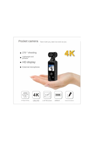 Çeşithane Mini Aksiyon Kamera 4k Wifi Su Geçirmez Anti Shake Taşınabilir Spor Kamera Siyah