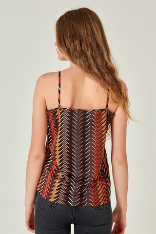 Kadın Çizgili İp Askılı Çok Renkli Atlet-Çok Renkli