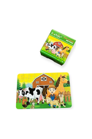 Ahşap Farm Animals Mini Puzzle 4 Yaş 54 Parça