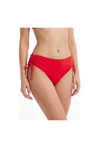 Loya Kadın Kırmızı Yanları Büzgülü Yüksek Bel Tek Alt Bikini