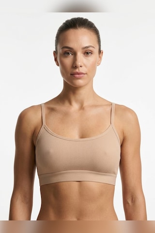 Mataş Kadın İnce İp Askılı Pedli Fitilli Pamuklu Büstiyer Crop Bralette Bej