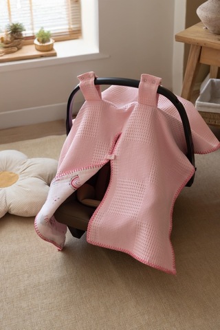 Lizayn Home Pamuklu Çift Taraflı Müslin Puset Örtüsü Açık Pembe