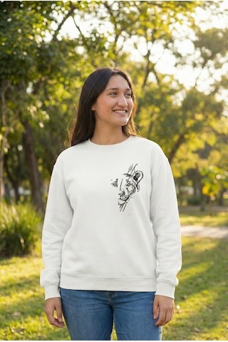 Primemagazam Sevgililer Gününe Baskılı Oversize Bisiklet Yaka Sweatshirt - Beyaz Çeşitli