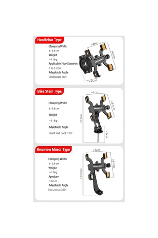Bengguo-teleskopik Telefon Montajlı Bisiklet Telefon Tutucu Y29308-b Siyah