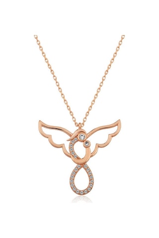 925 Ayar Gümüş Rose Altın Kaplama Kaplama Kaplama Melek Anne Ve Çocuk Bayan Kolye Rose Gold