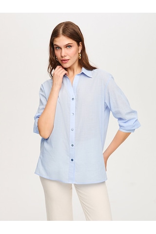 Faik Sönmez Beli Toplanabilir Detaylı Keten Görünümlü Tunik S26tnk017 Us26tnk01721 Mavi