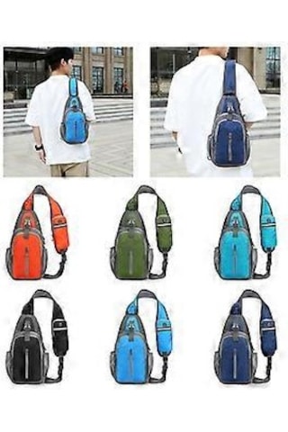 Erkek Göğüs Çantası Askılı Çanta Sırt Çantaları Naylon Çapraz Askılı Çanta Günlük Günlük Sırt Çantaları Açık Hava Omuz Sırt Çantaları Büyük Göğüs Cebi Gök Mavisi