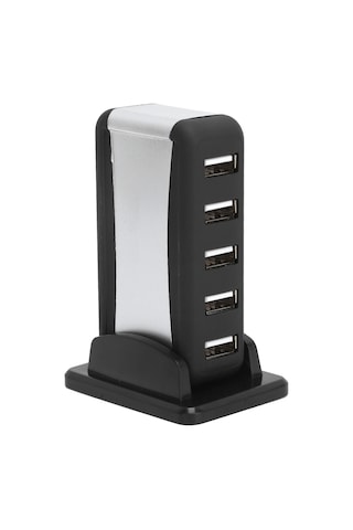 Yuntech01 7 Port Usb 2.0 Hub Dikey Tipi, 100-240v Geniş Voltaj, Hızlı Veri Transferi 480mbps , Akıllı Şarj, İngiliz Standartı, Aşırı Yük Koruması