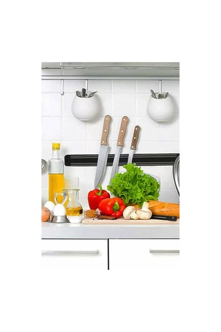 Thentech Duvara Asılabilir Mıknatıslı Bıçak Asma Aparatı 55cm Bıçak Askı Aparatı Metal Eşya Askısı Mıknatıslı Siyah