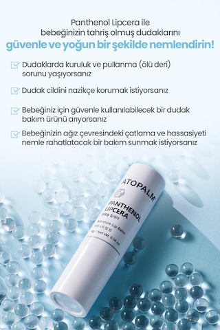 Diş Çıkarma Dönemindeki Bebekler İçin Nemle Rahatlatıcı Dudak Bakım Balmı Atopalm Panthenol Lipcera