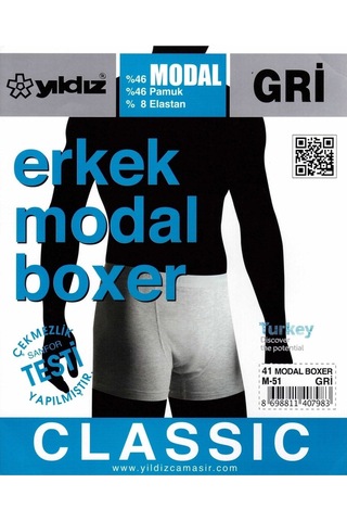 6'Lı Siyah Modal Erkek Klasik Boxer 40 001