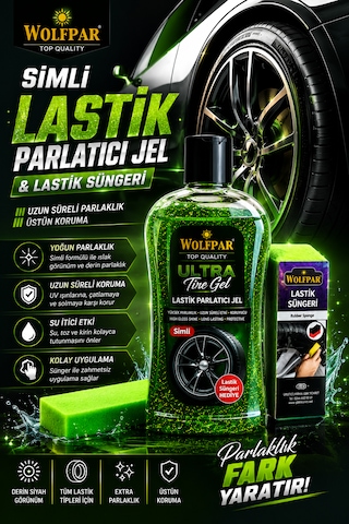 Simli Lastik Parlatıcı Jel Ve Lastik Süngeri Yeşil