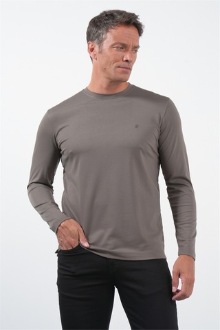 İmza Haki Bisiklet Yaka Uzun Kol Örme Standart Fit Esnek Sweatshirt 1013260150