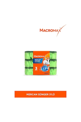 Mercan Bulaşık Süngeri 3'lü Paket, Büyük Gözenekli Bol Köpük Sağlayan Ergonomik Sünger