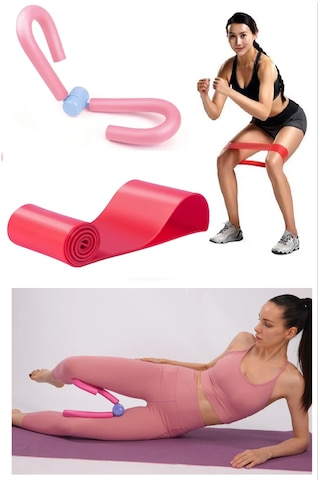 Kırmızı 60 Cm Direnç Lastiği Ve Pembe Pelvik Sıkacağı Egzersiz Seti Pembe - Kırmızı