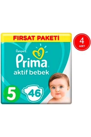 Prima Pampers Aktif Bebek Junior Bebek Bezi 11-16 KG 5 Beden 4 x 46 Adet 4'lü
