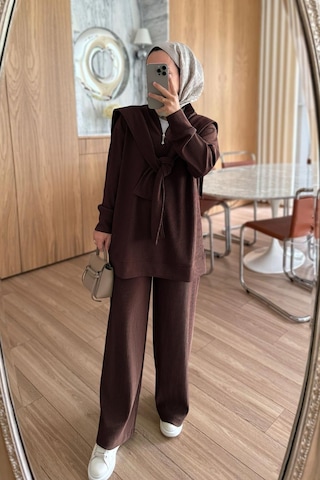 Kahijab Omuz Atkılı 3'lü Takım - Kahverengi Kahverengi