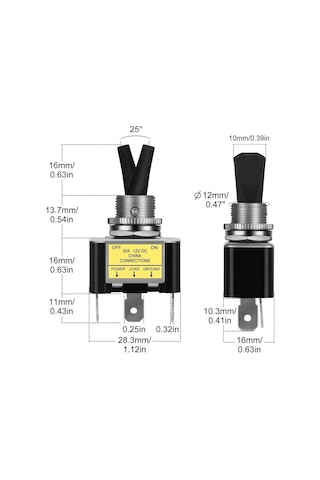 Ic-151b Toggle Switch 12v 30a On-off Işıklı Asw-07d-2