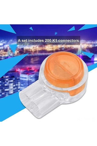 Konesam K1 Uy Jel Dolgulu Su Geçirmez Konnektör, 2 Yollu Tel Bağlayıcı, 0.4-0.7mm İletkenler İçin, Hızlı Basma Bağlantı, Turuncu/beyaz, 200 Adet
