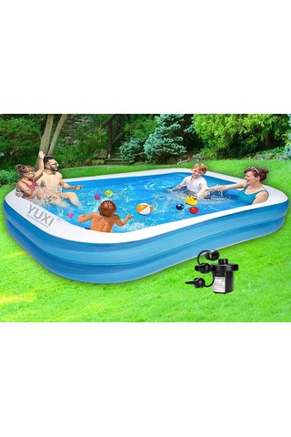 Bestway Dikdörtgen Şişme Çocuk Havuzu 54006, 262x175x51 Cm, Mavi, Tek Ebat Diğer