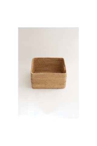 Meander Rattan Orta Boy Saklama Kutusu & Dekoratif Sepet 30x28x16 Natural