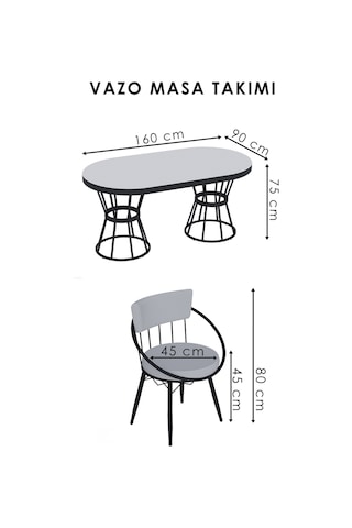 Zümrüt Mutfak Masası Yemek Masası 6-8 Kişilik Mutfak Masası 90 160 Beyaz