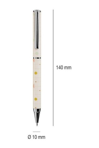Miquelrius Metal Geométrico Özel Kutusunda 0.7 Mm Tükenmez Kalem Beyaz