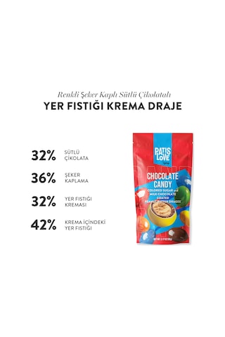 Patislove Renkli Şeker Kaplı Sütlü Çikolatalı Yer Fıstığı Draje, 90g