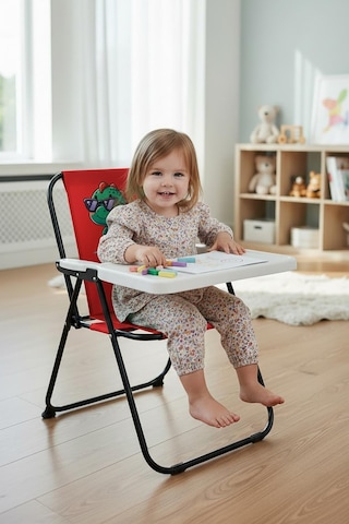 Exent Kids 2 6 Yaş, Baby Dinazor Katlanır Portatif Çalışma Masası Ve Sandalye Tak-çıkar Masa-kırmızı Siyah