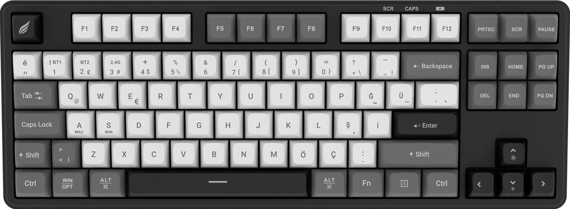 Hawk Gaming Hk220 Membrane Rgb Kablosuz/bluetooth Siyah Beyaz Tkl Türkçe Gaming Klavye