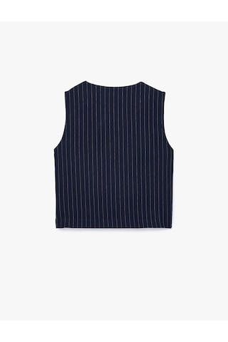 Koton Slim Fit Düğmeli Bisiklet Yaka Çizgili Yelek Beyaz Çizgili 7wak30012ek
