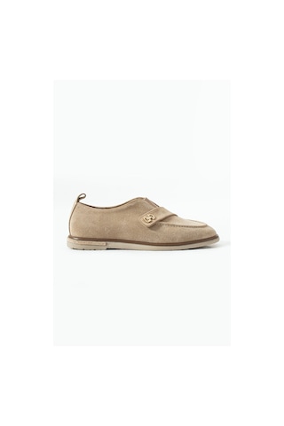 Dericia Shoes Glamour Hakiki Deri Süet Kadın Günlük Rahat Casual Ayakkabı Bej