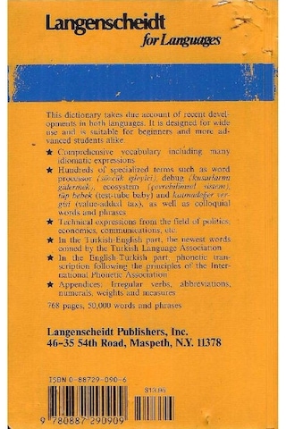 Langenscheidt's Pocket Turkish Dictionary - Turkish-english - English-turkish - Resuhi Akdikmen 2.el