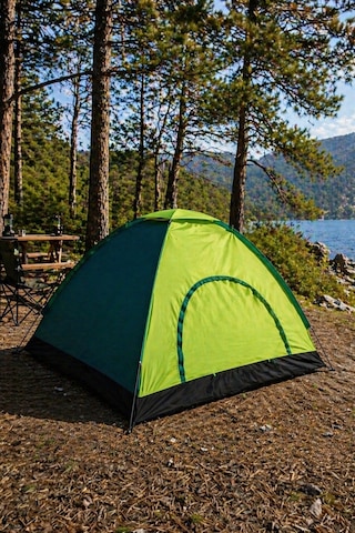 6 Kişilik Renkli Dayanıklı Kamp Çadırı 220x250x150 Yeşil
