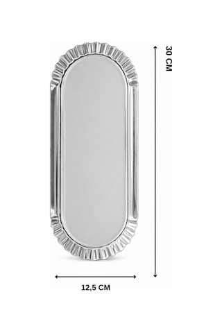 4'lü Oval Tırtıklı Paslanmaz Çelik Gümüş Kayık Sunum Tabağı 30 Cm