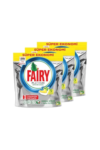 Fairy Platinum Limon Kokulu Bulaşık Makinesi Deterjanı Kapsülü 72 Yıkama X3 Adet
