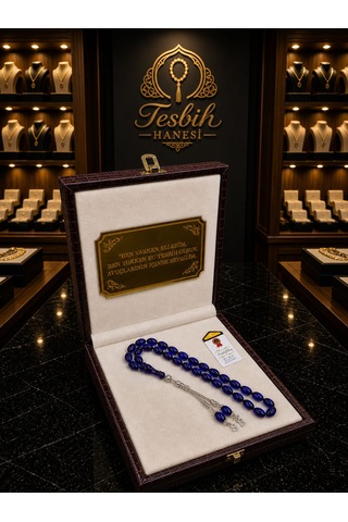 Tesbih Hanesi Ateş Kehribar Tesbih Harfli Kişiye Özel Seri Sıkma Kehribar Tesbih Usta Işi Tesbih Gümüş Kaplama Mavi