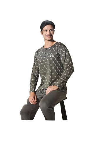 Pijadore Erkek Gri Pamuklu Uzun Kollu Pamuklu Pijama Takımı 1757 Gri