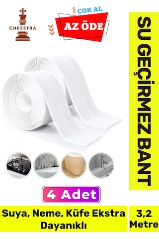 Özel Üretim Lavabo Tezgah Klozet Banyo Pencere Duş İzolasyon 3.2m Su Geçirmez Sızdırmaz Bant 4 Adet
