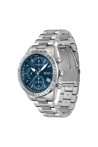 Hugo Boss HB1513850 Çelik Metalik Gri Mavi Kadran 44 mm Erkek Kol Saati