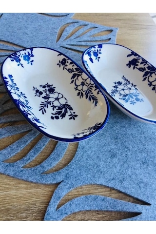 Yasemin Model 2'li Orta Büyük Sunum Tabağı Beyazz