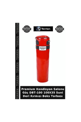 Premium Kondisyon Salonu Güç Dbt-100 100x35 Suni Deri Kırmızı Boks Torbası