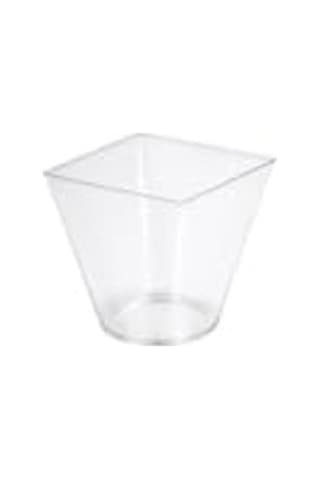 60 Ml Kapasiteli Şeffaf Plastik Mini Kare Sunum Kasesi, 25 Adet 15x9