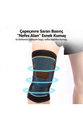 Esnek Ve Sıkmayan Dikişsiz Antrenman Dizliği - Kaymaz Silikonlu Ortopedik Fitness, Voleybol, Basketbol Spor Dizlik 1 Adet Mavi - Turuncu