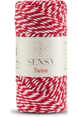 Sensy Premium 100 Metre 100 G Kırmızı Beyaz Paket Ip Hediye Paketleme Ipi Marteniçka Ipi Twine Baker